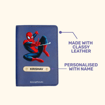 Spiderman Print Personalised Nexon Passport Cover - Blue