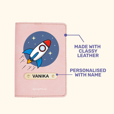 Space Print Personalised Nexon Passport Cover - Pink
