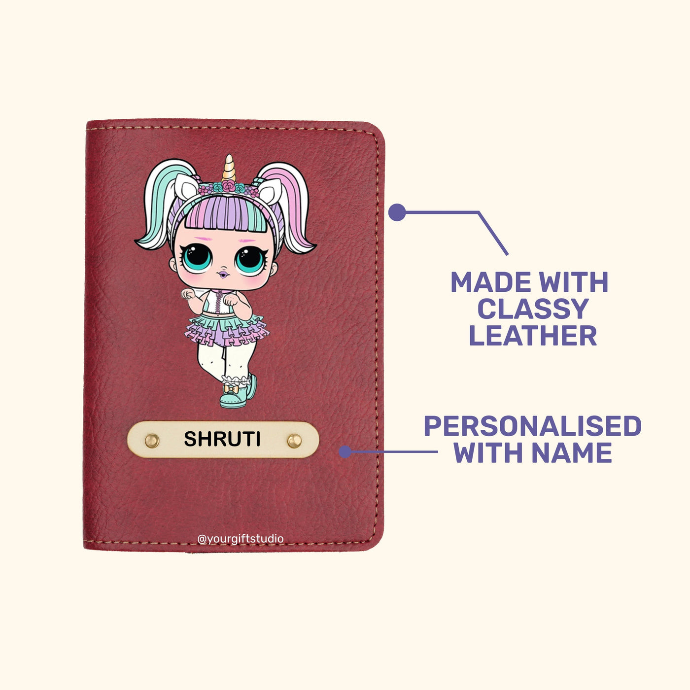Lol Pop Print Personalised Nexon Passport Cover - Maroon