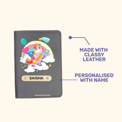 Unicorn Print Personalised Nexon Passport Cover - Grey