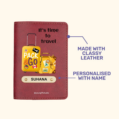 Travel Luggage Print Personalised Nexon Passport Cover - Maroon