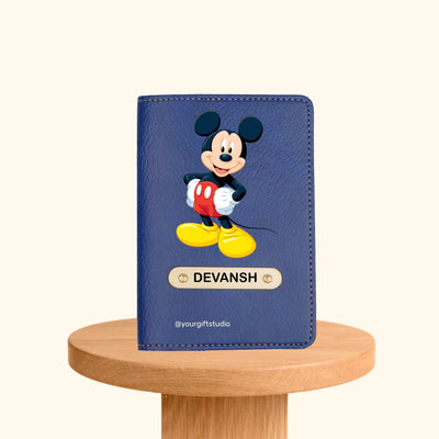 Mickey Mouse Print Personalised Nexon Passport Cover - Blue