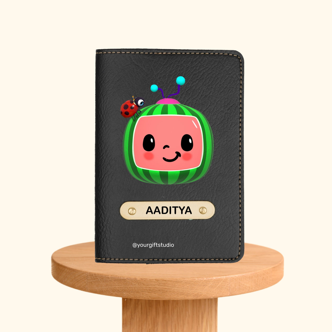 Cocomelon Print Personalised Nexon Passport Cover - Olive Green