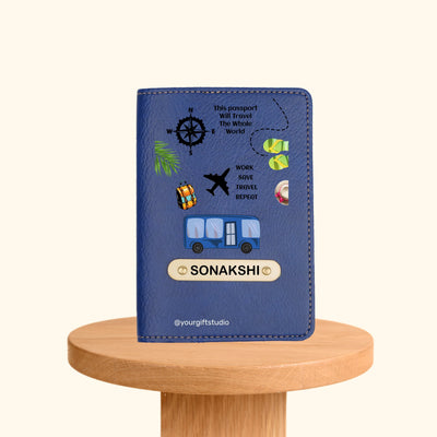 Travel Print Personalised Nexon Passport Cover 6 - Blue