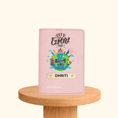 Travel Print Personalised Nexon Passport Cover 7 - Pink