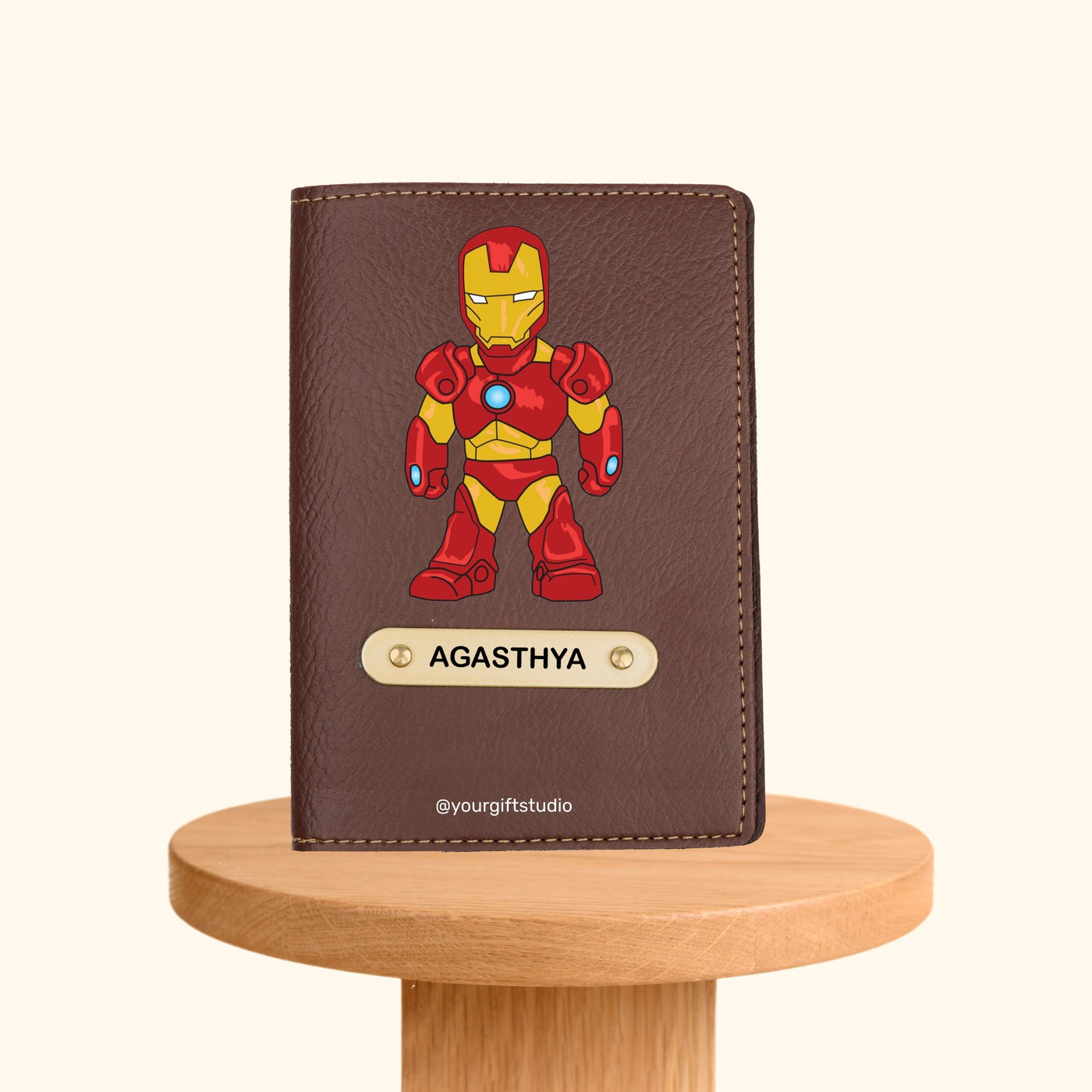 Iron Man Print Personalised Nexon Passport Cover - Tan