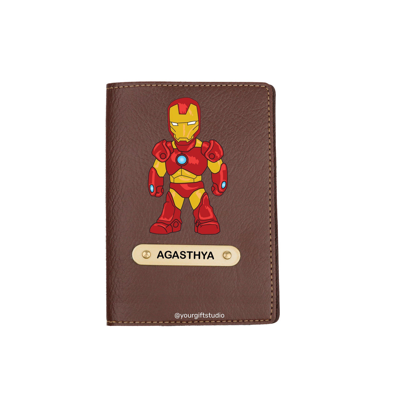 Iron Man Print Personalised Nexon Passport Cover - Tan
