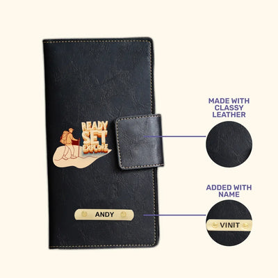 Ready Set Explore Printed Indian Travel Wallet - Black