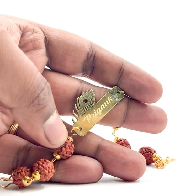 Krishna Rudraksha Rakhi Bracelet with Customised Name