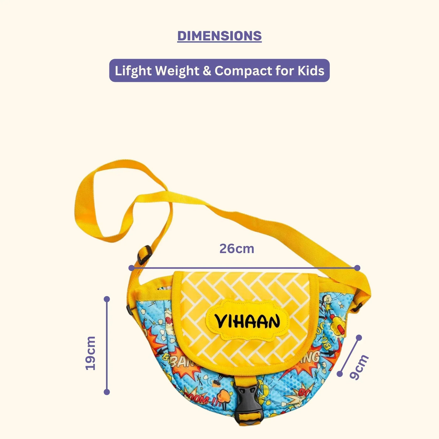 Your Gift Studio Spider Print Kids Customised Sling Bag (Yellow)