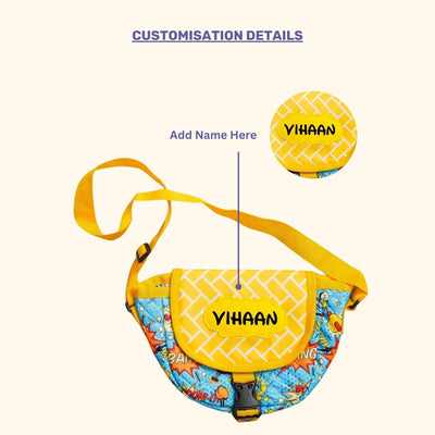 Your Gift Studio Spider Print Kids Customised Sling Bag (Yellow)