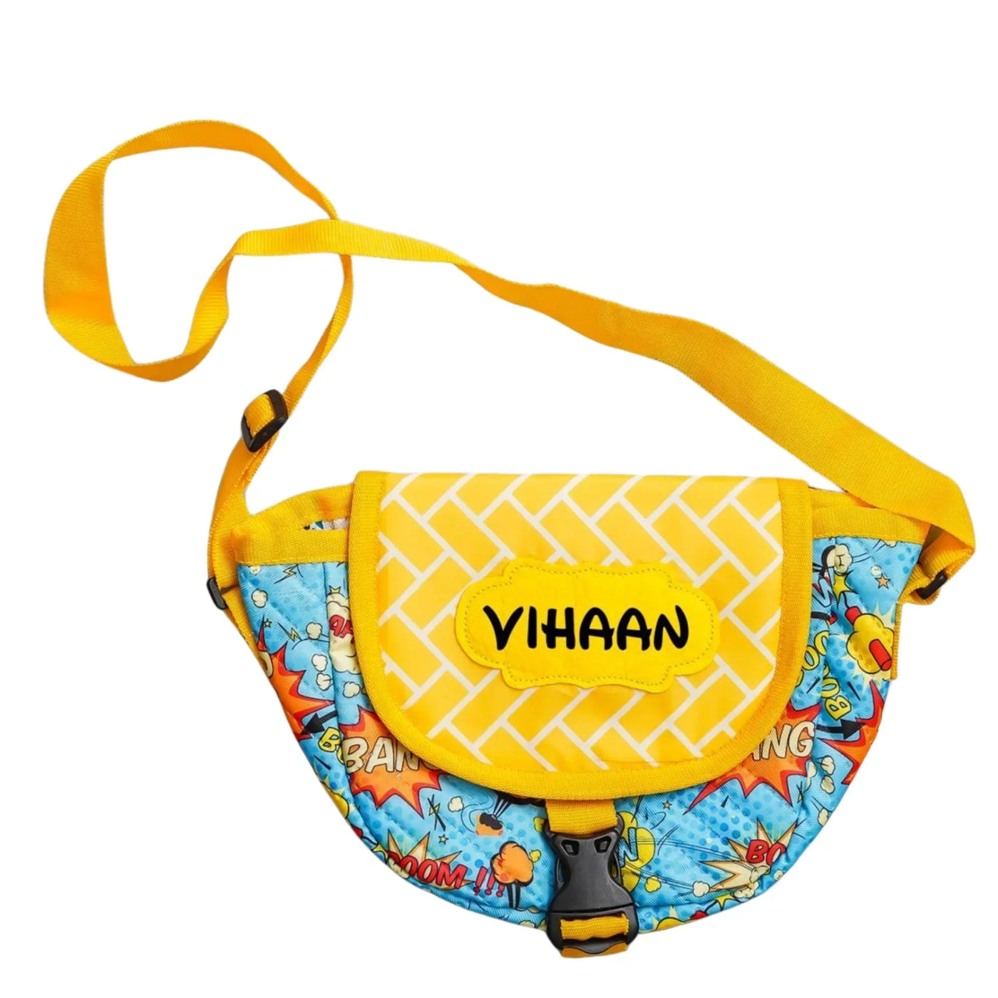 Your Gift Studio Spider Print Kids Customised Sling Bag (Yellow)