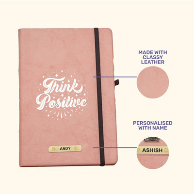 Think Positive Printed Hard Cover Diary - Pink