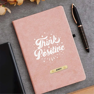 Think Positive Printed Hard Cover Diary - Pink