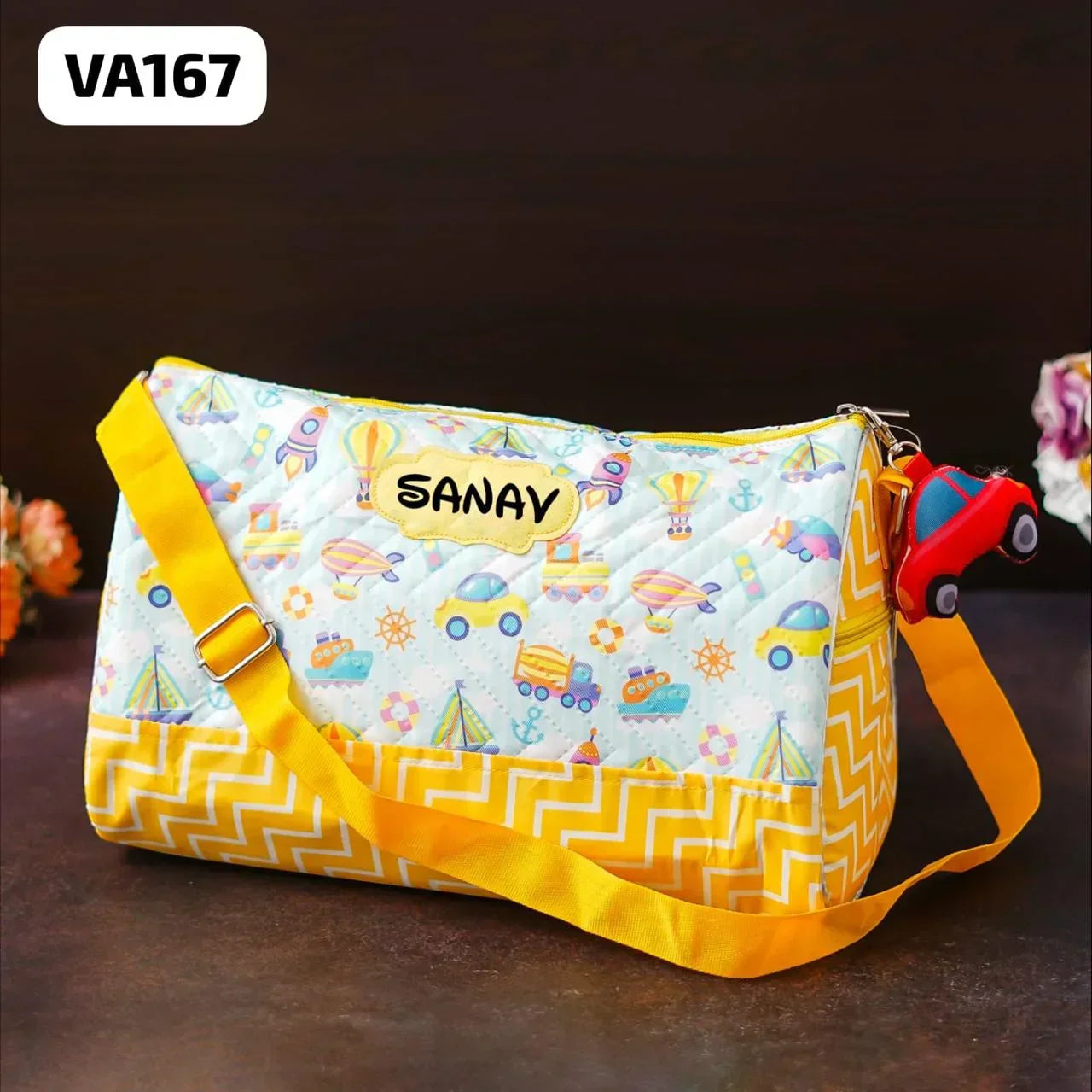 Your Gift Studio Vehicle Print Kids Customised Duffle Bag (Yellow)