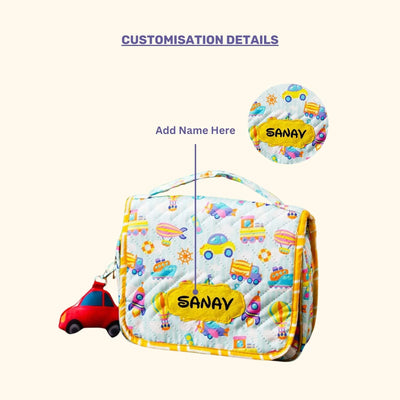 Your Gift Studio Vehicle Themed Customised Multipurpose Travel Kit For Kids (Yellow)