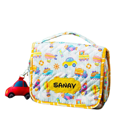 Your Gift Studio Vehicle Themed Customised Multipurpose Travel Kit For Kids (Yellow)