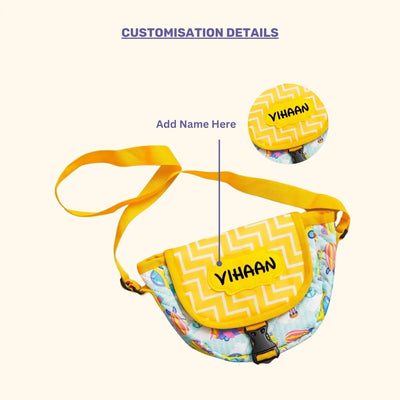 Your Gift Studio Vehicle Print Kids Customised Sling Bag (Yellow)