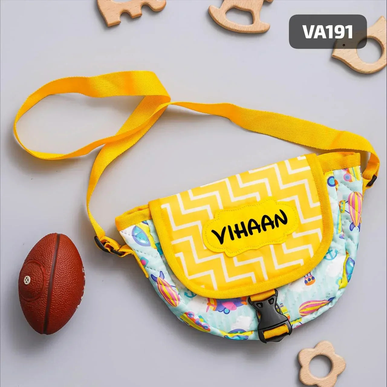 Your Gift Studio Vehicle Print Kids Customised Sling Bag (Yellow)