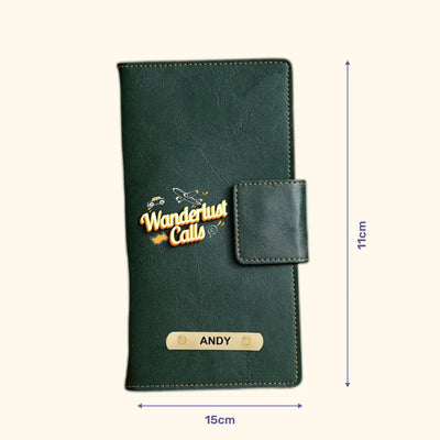 Wanderlust Calls Printed Indian Travel Wallet - Olive Green