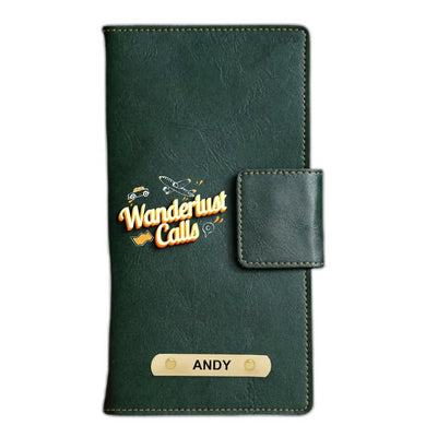 Wanderlust Calls Printed Indian Travel Wallet - Olive Green