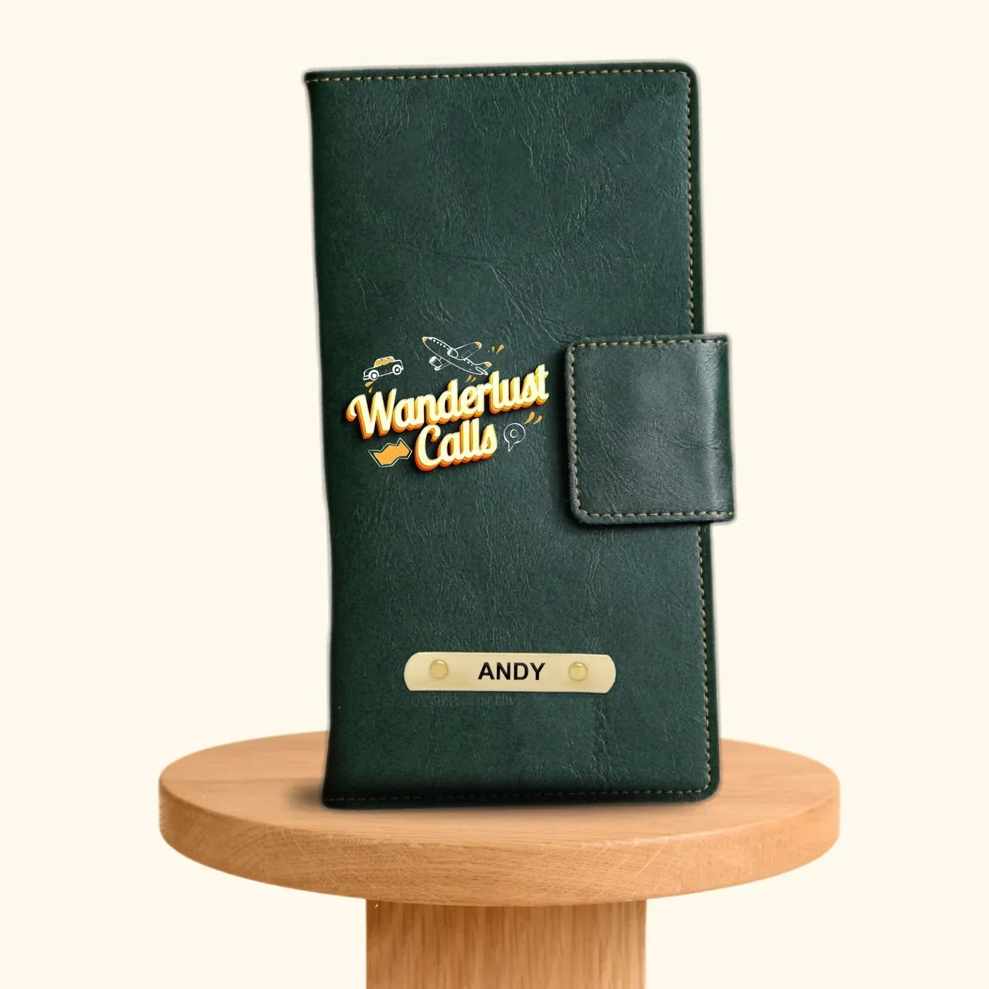 Wanderlust Calls Printed Indian Travel Wallet - Olive Green