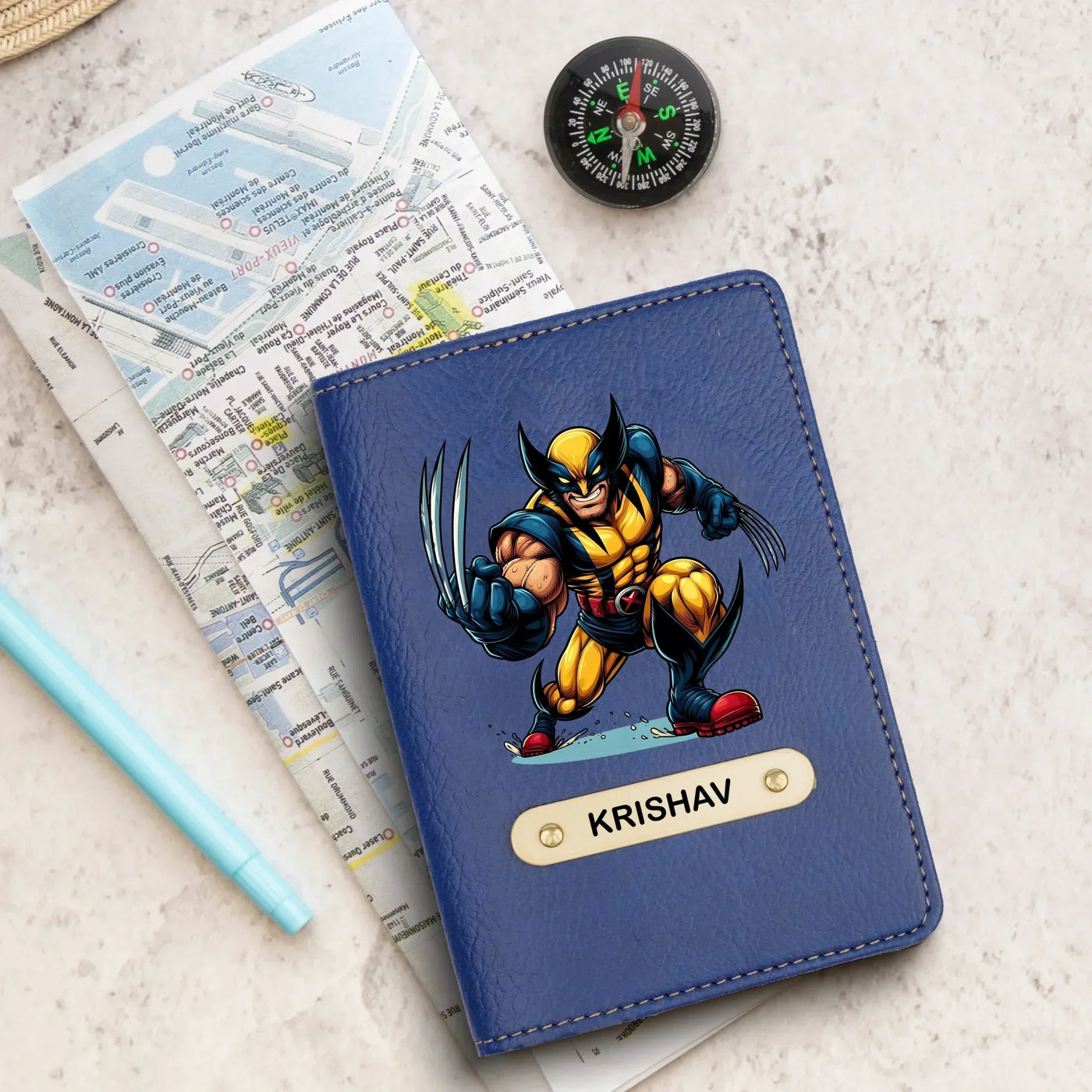 Wolverine Print Personalised Nexon Passport Cover - Royal Blue