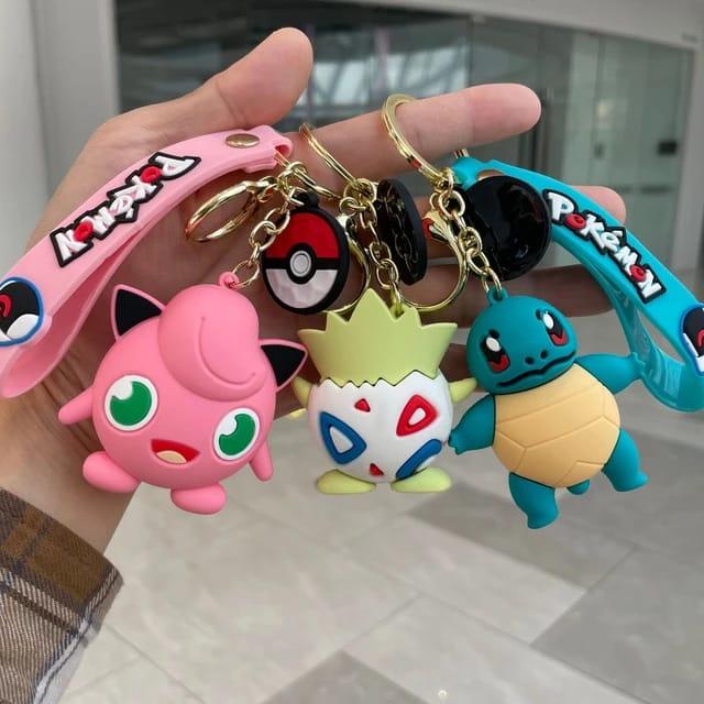 Pokemon 3D Silicon Keychains With Bagcharm and Strap (Select From Drop Down)