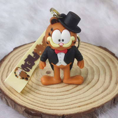 Garfield 3D Silicon Keychain With Bagcharm and Strap (Select From Drop Down Menu)