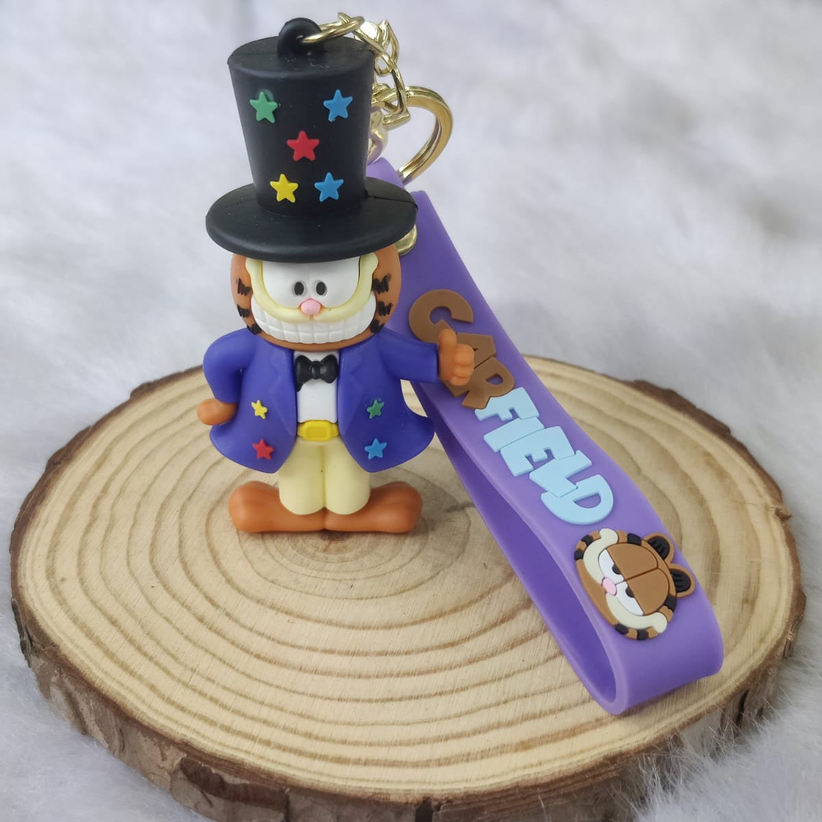 Garfield 3D Silicon Keychain With Bagcharm and Strap (Select From Drop Down Menu)