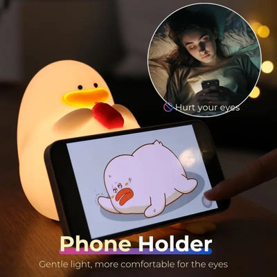 Cute Duck Colour Changing 3D Touch Silicon Lamp - USB Chargeable