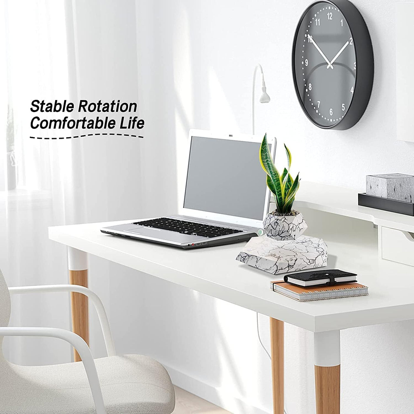 Magnetic Levitating Flower Pot Negative Ion Geometry 360° Floating Bonsai Planter - White (Plants Not Included) (No Cash On Delivery Allowed On This Product) - Prepaid Orders Only