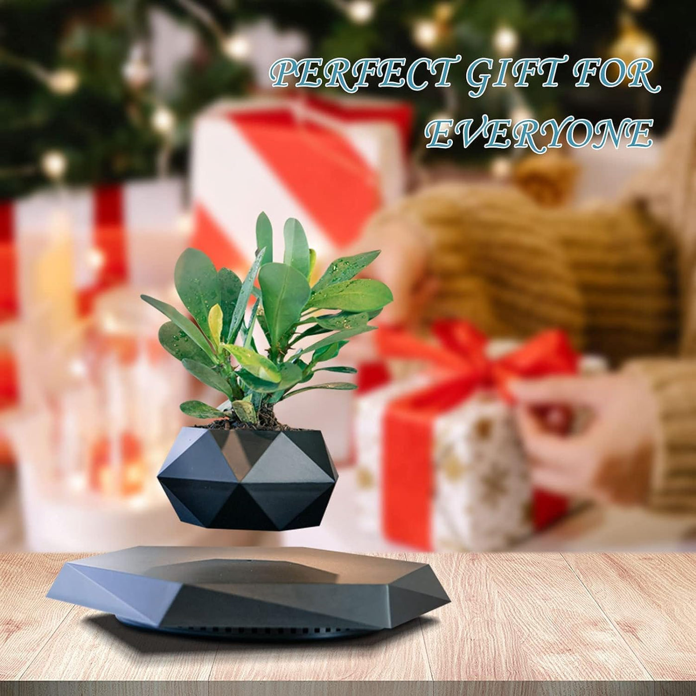 Magnetic Levitating Flower Pot Negative Ion Geometry 360° Floating Bonsai Planter - Black (Plants Not Included) (No Cash On Delivery Allowed On This Product) - Prepaid Orders Only