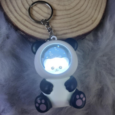 Bear In Panda Cosplay 3D Keychain With Light (Random Bear will be provided)
