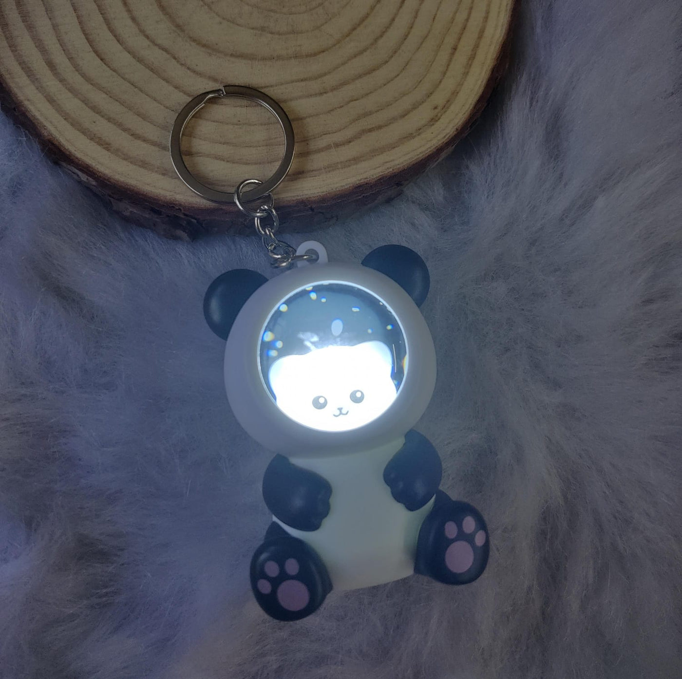 Bear In Panda Cosplay 3D Keychain With Light (Random Bear will be provided)