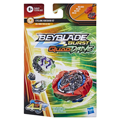 Hasbro Official Beyblade Burst Quaddrive Cyclone Roktavor R7 Spinning Top Starter Pack -- Battling Game Top Toy with Launcher