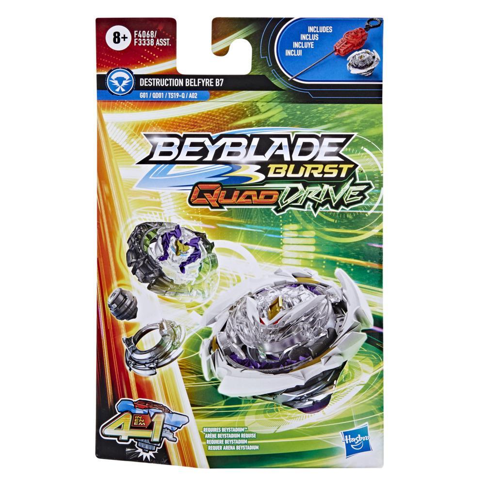 Hasbro Official Beyblade Burst QuadDrive Destruction Belfyre B7 Spinning Top Starter Pack -- Battling Game Top Toy with Launcher