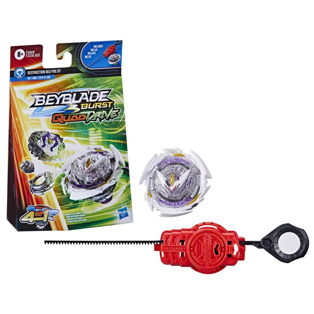 Hasbro Official Beyblade Burst QuadDrive Destruction Belfyre B7 Spinning Top Starter Pack -- Battling Game Top Toy with Launcher