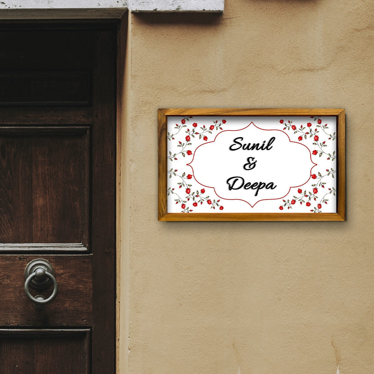 3D Floral Name Plate With Frame