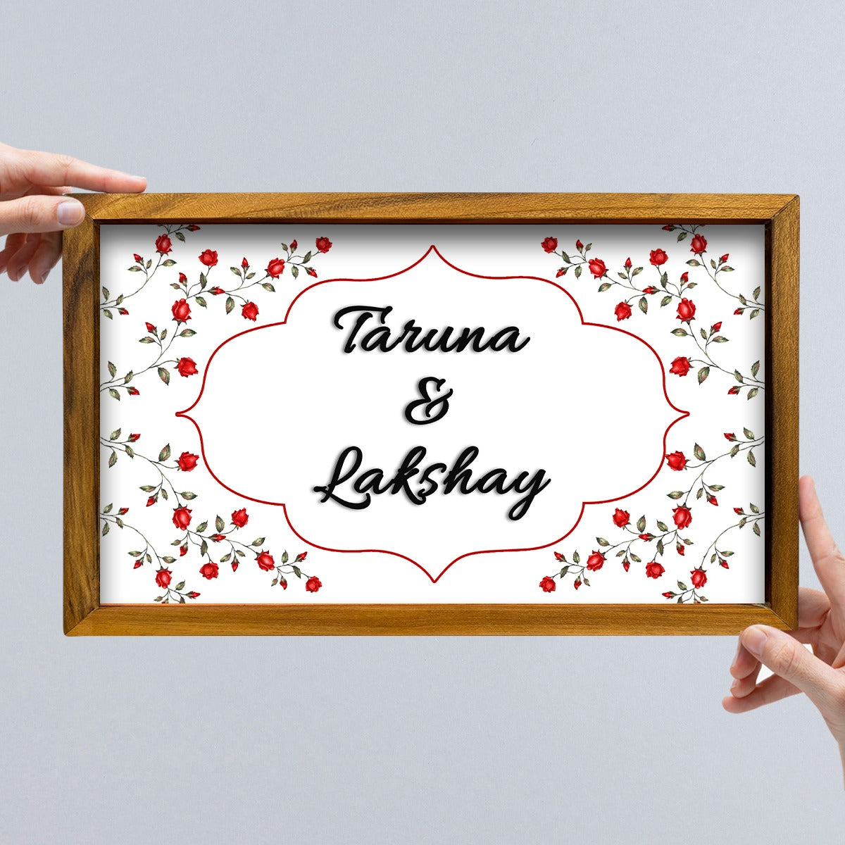 3D Floral Name Plate With Frame