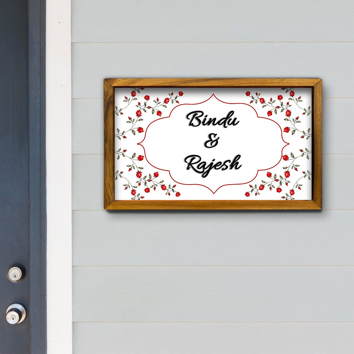3D Floral Name Plate With Frame