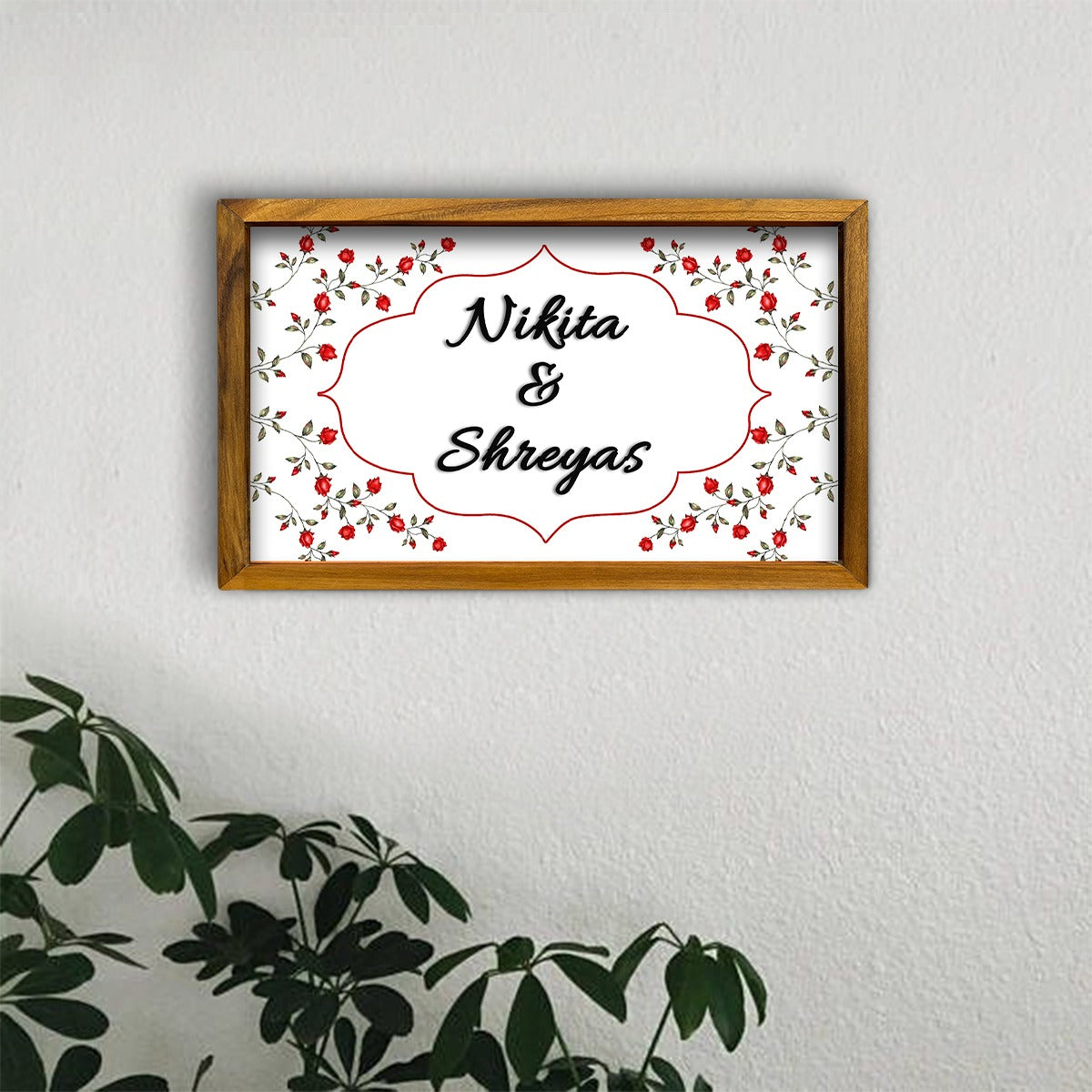 3D Floral Name Plate With Frame