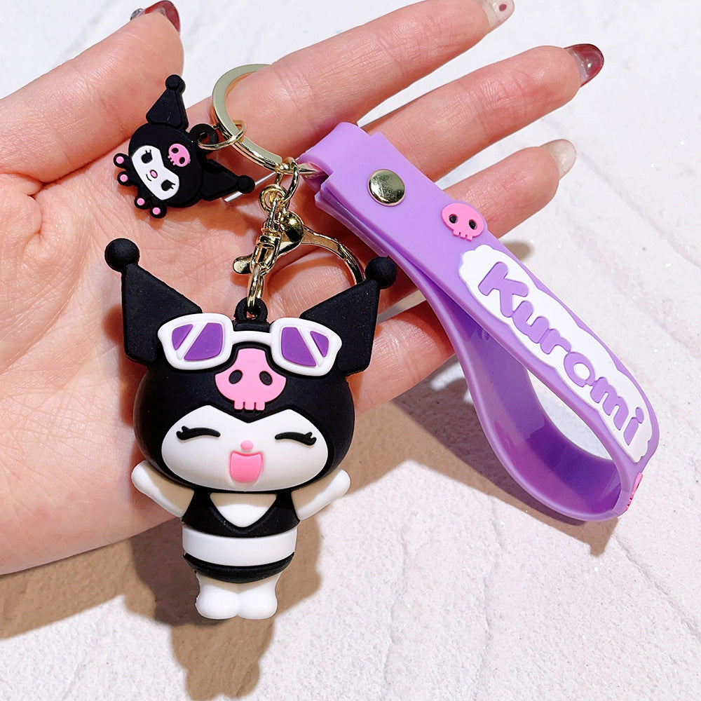 Kuromi 3D Silicon Keychain With Bagcharm And Strap
