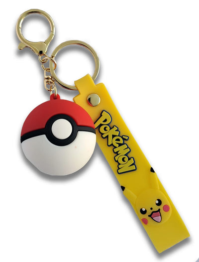 Pokemon Pokeball 3D Silicon Keychains With Bagcharm And Strap