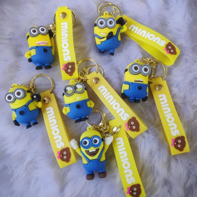 Minion 3D Silicon Keychain with Bagcharm and Strap (Select from Drop Down Menu)