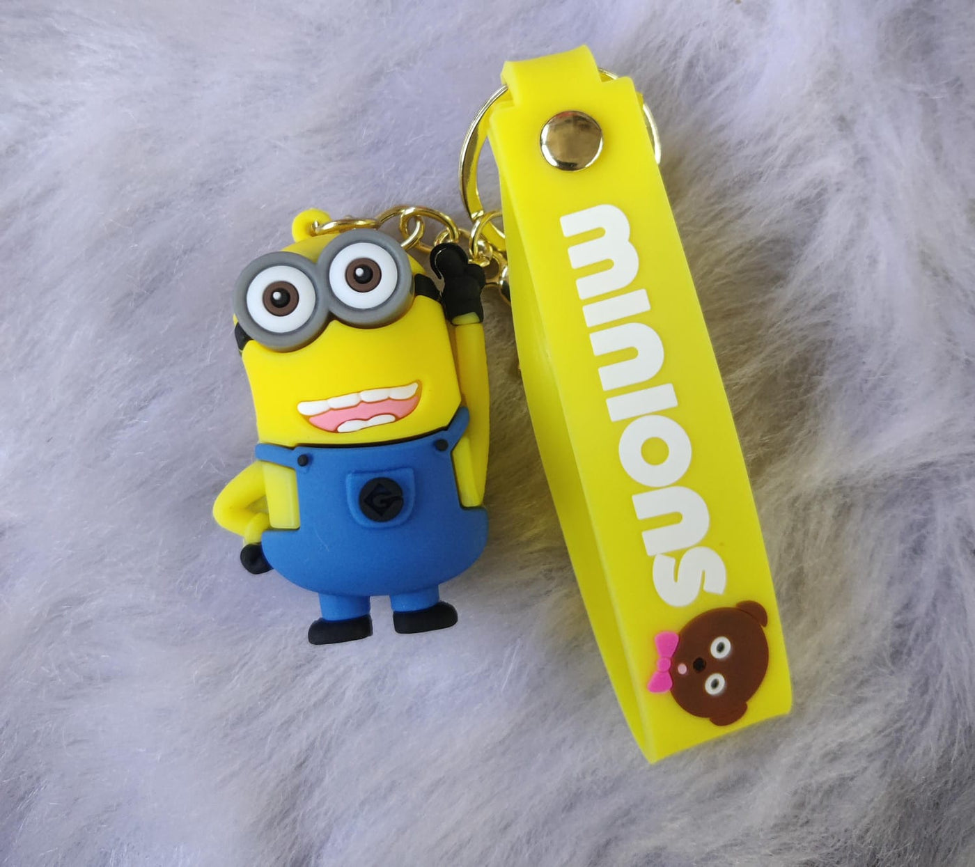 Minion 3D Silicon Keychain with Bagcharm and Strap (Select from Drop Down Menu)