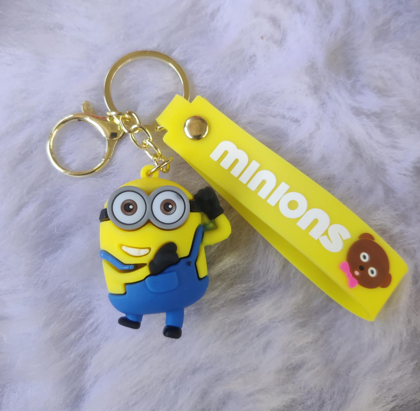Minion 3D Silicon Keychain with Bagcharm and Strap (Select from Drop Down Menu)