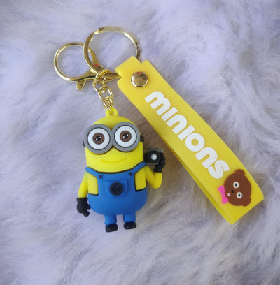 Minion 3D Silicon Keychain with Bagcharm and Strap (Select from Drop Down Menu)