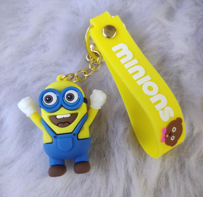 Minion 3D Silicon Keychain with Bagcharm and Strap (Select from Drop Down Menu)