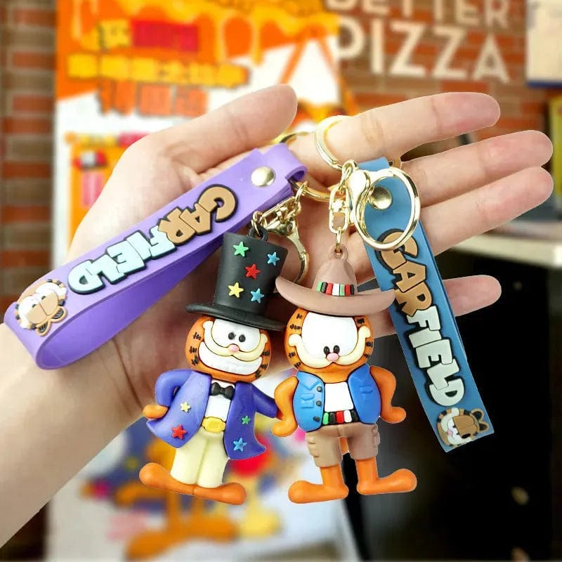 Garfield 3D Silicon Keychain With Bagcharm and Strap (Select From Drop Down Menu)